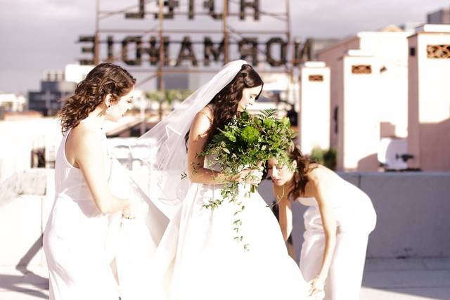 Bride and her bridesmaids