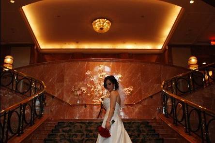 The bride holding her bouquet