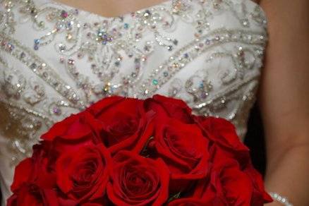 The bride holding her bouquet