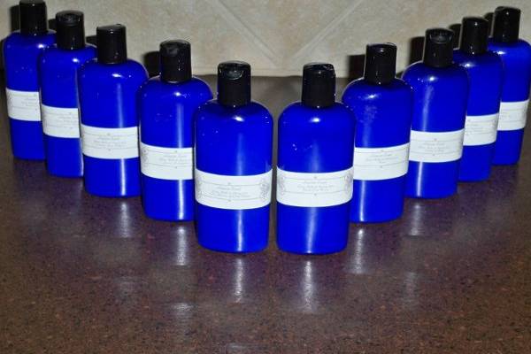 All our lotions come in these boutique style bottles to add elegance and beauty to your special day. We can customize labels for any event.