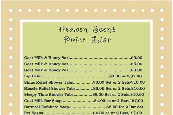 This is a list of our prices for everyday purchases, contact us for discounted prices on quantity and available flavors and fragrances.