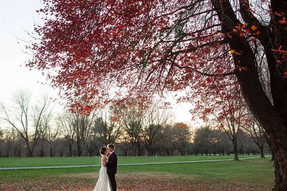 Indoor ceremony in front of windows