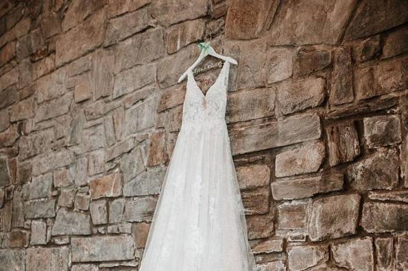 Wedding dress in the ballroom