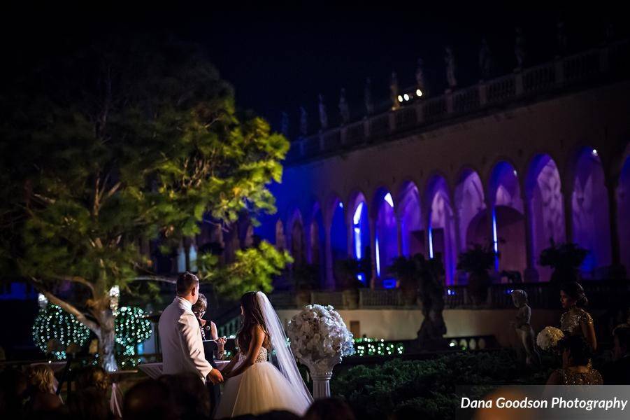 vows shared under a Summer evening sky at the Ringling Museum of Art