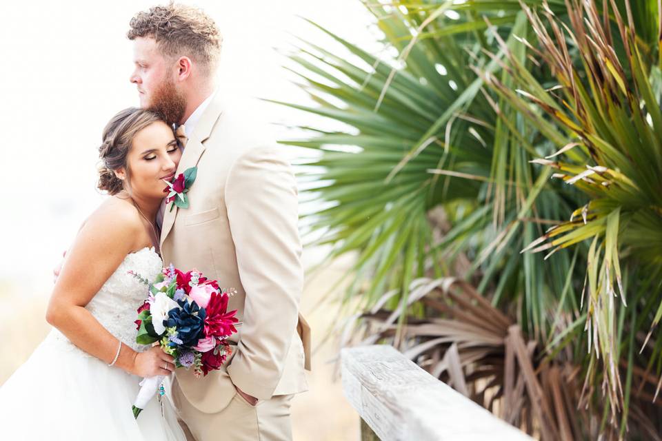 Folly Beach bride and groom