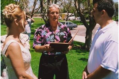 I was extremely proud to Officiate my own daughters Ceremony, Natalie to Brian, in a beautiful park setting in Huntington Beach!