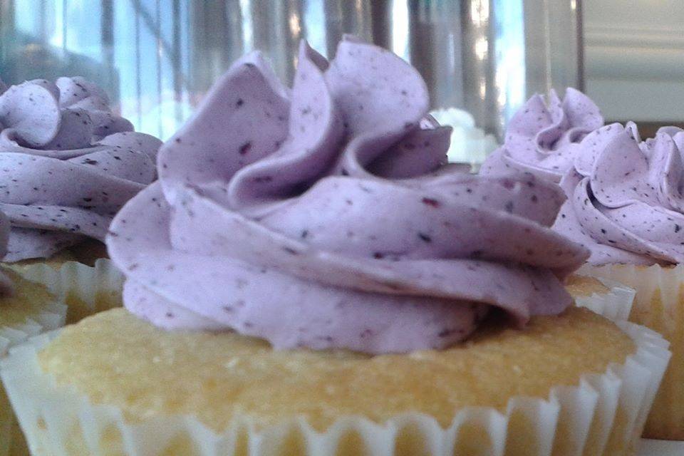 Orange Handpureed Wild Blueberries - Orange zested & juiced in the cake with handpureed wild blueberries buttercream.