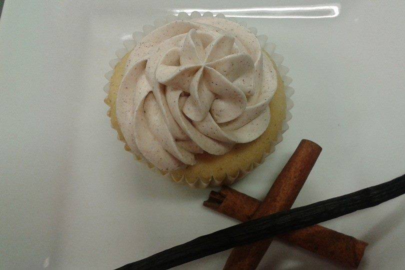 Gluten Free Vanilla Bean Cupcake with Cinnamon Buttercream.