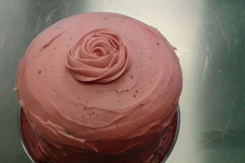 Gluten-Free Valrhona Dark Chocolate cake with Handpureeed Raspberry Buttercream