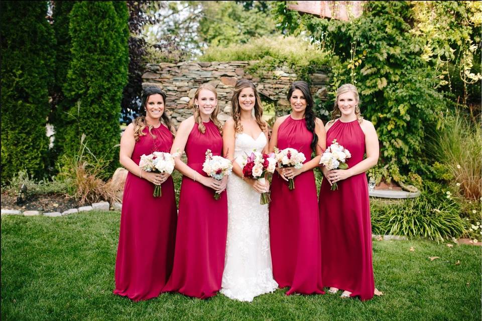 Bride and bridesmaids