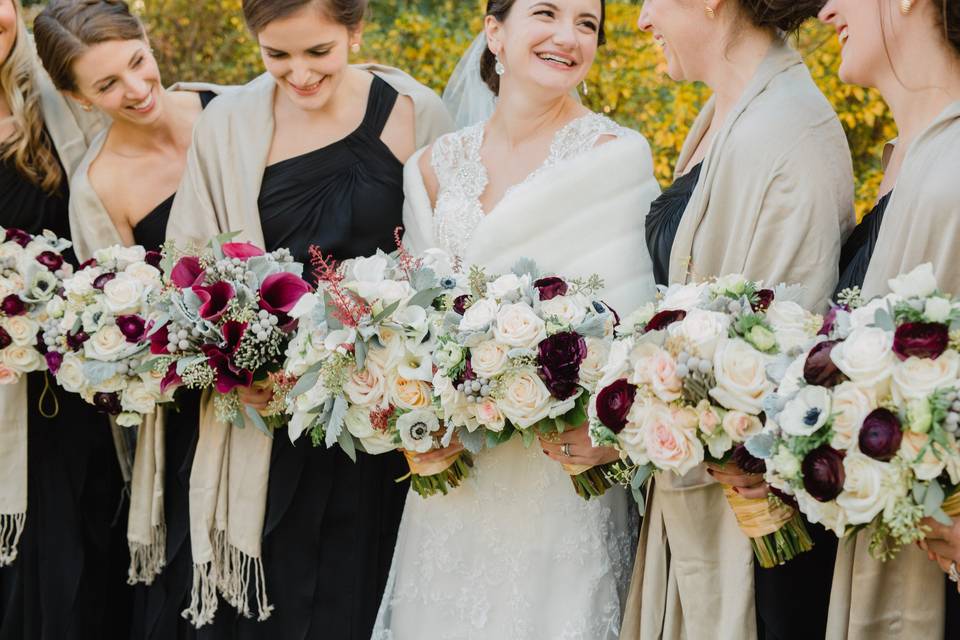 Bride and bridesmaids