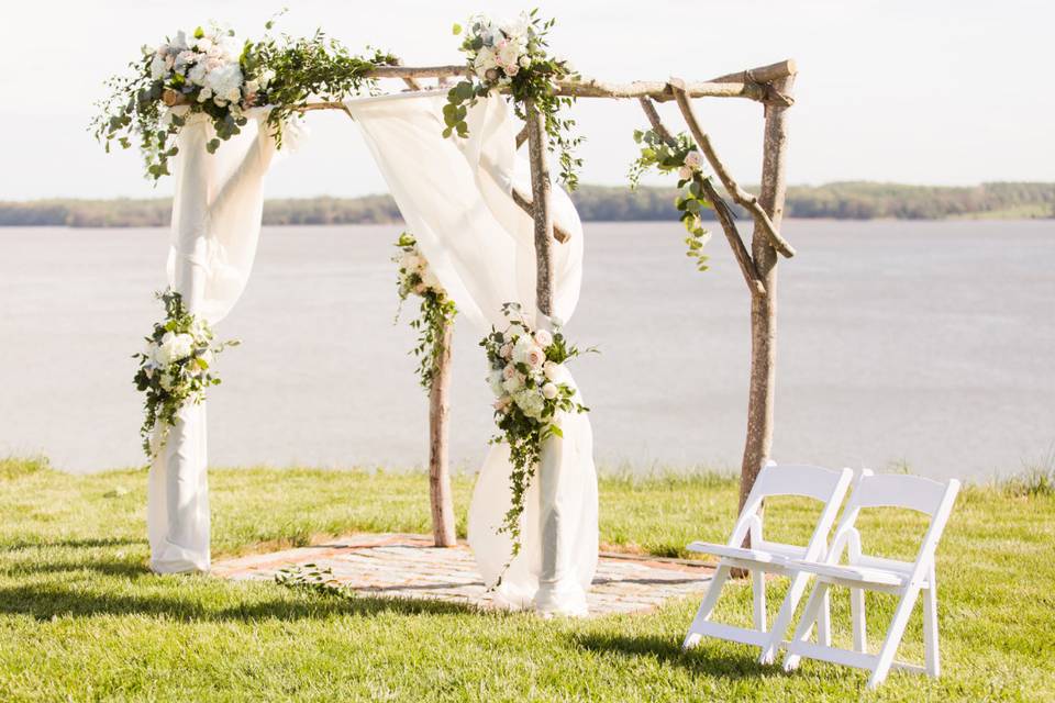 Wedding cabana with floral decoration