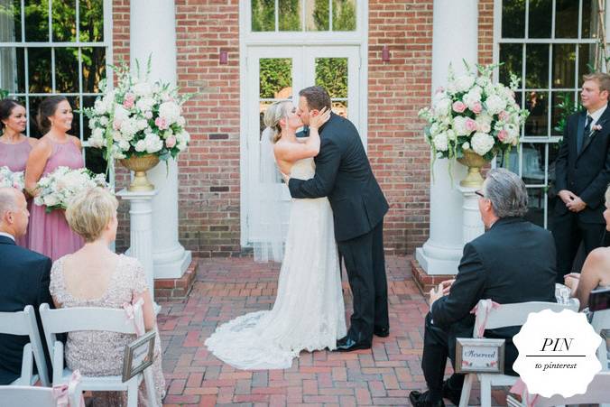 Newlyweds kiss