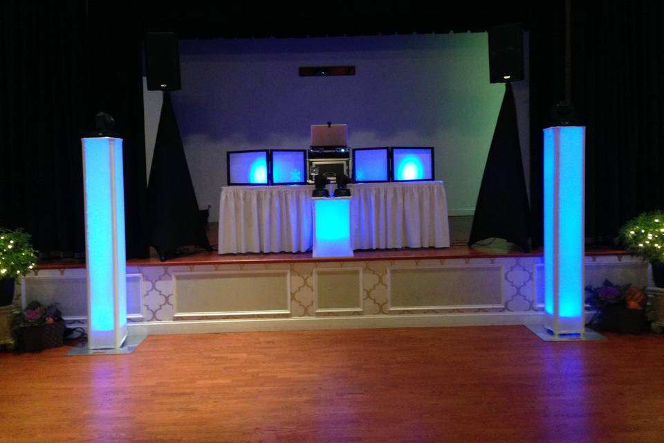 Blue DJ booth lighting