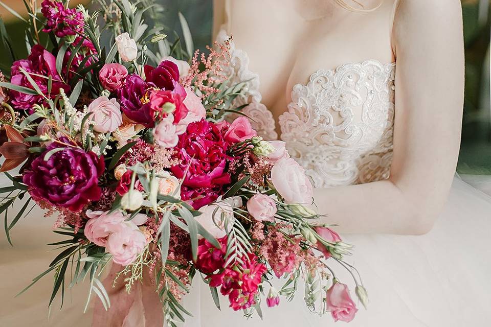 Bride and bouquet