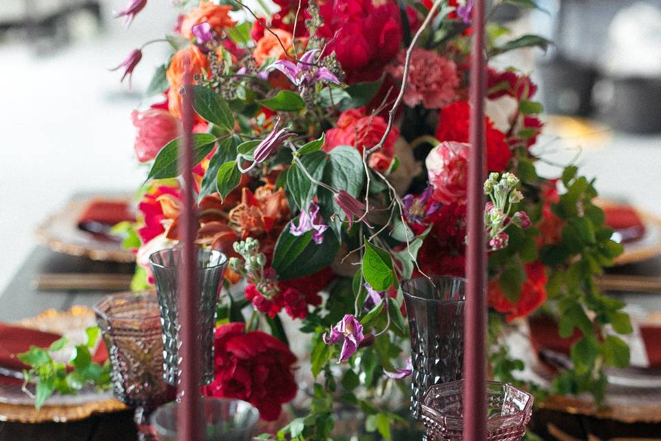 Candles and flowers