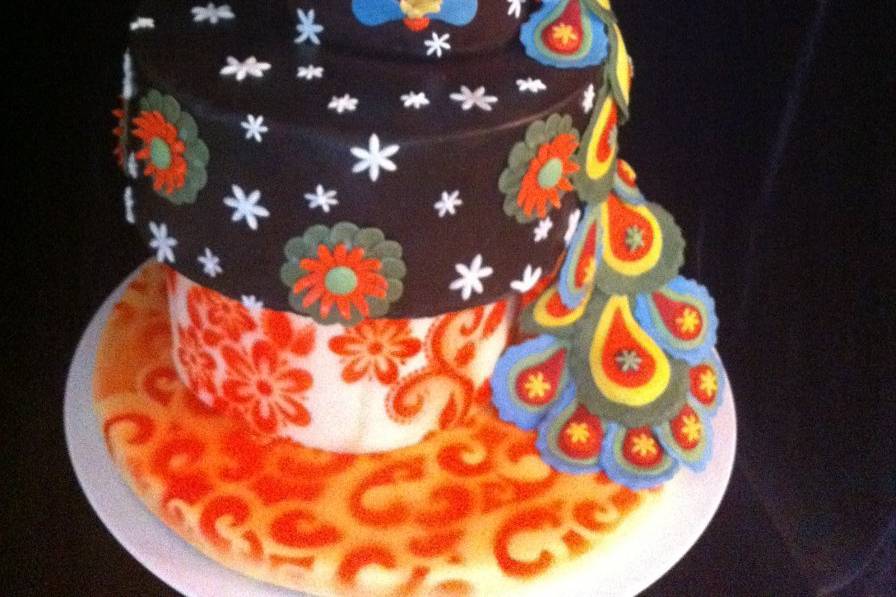 Colorful bird cake