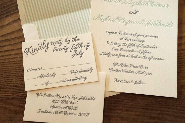 Pretty letterpress invitations