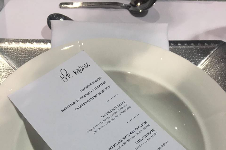 Classic menu card