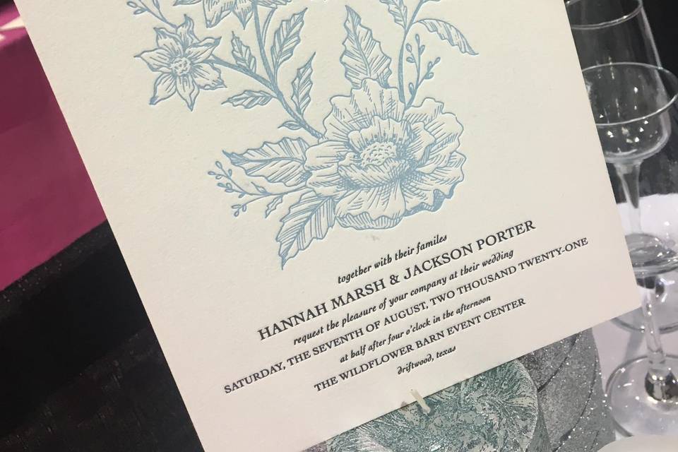 Pretty letterpress invitation