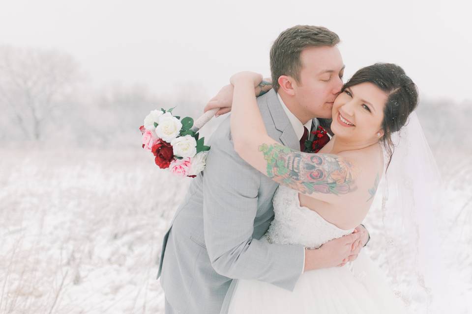 Winter wedding portrait