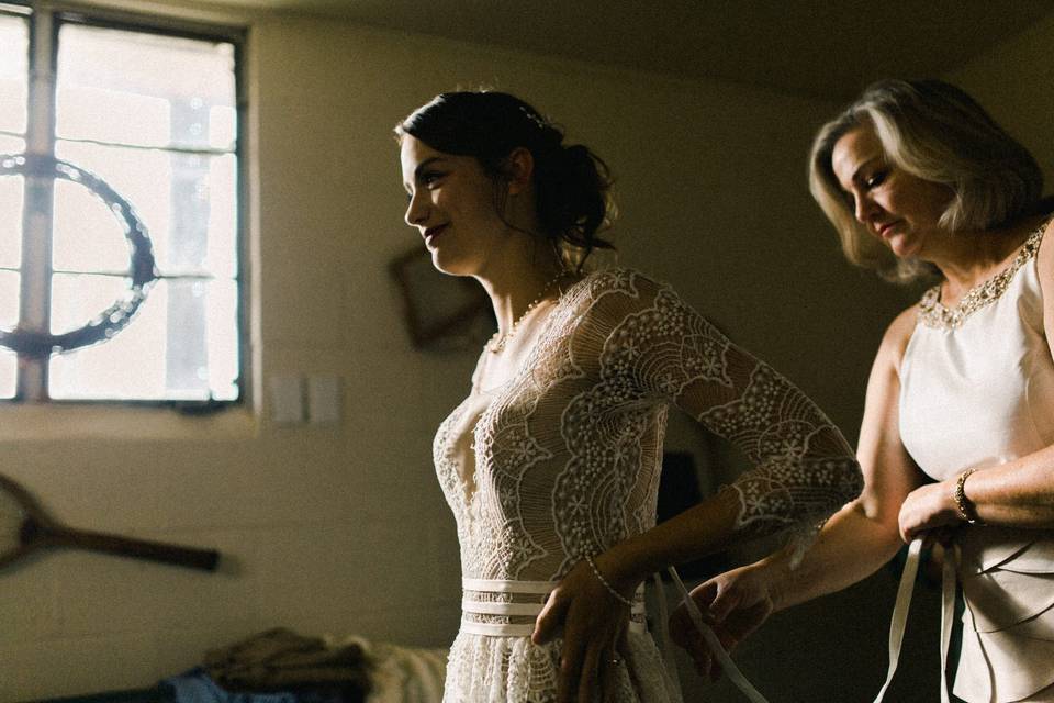 The bride getting ready