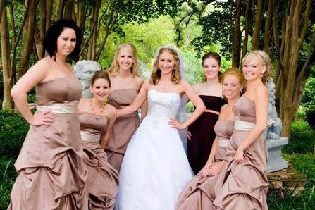 You and your bridesmaids -- all beautiful all having fun