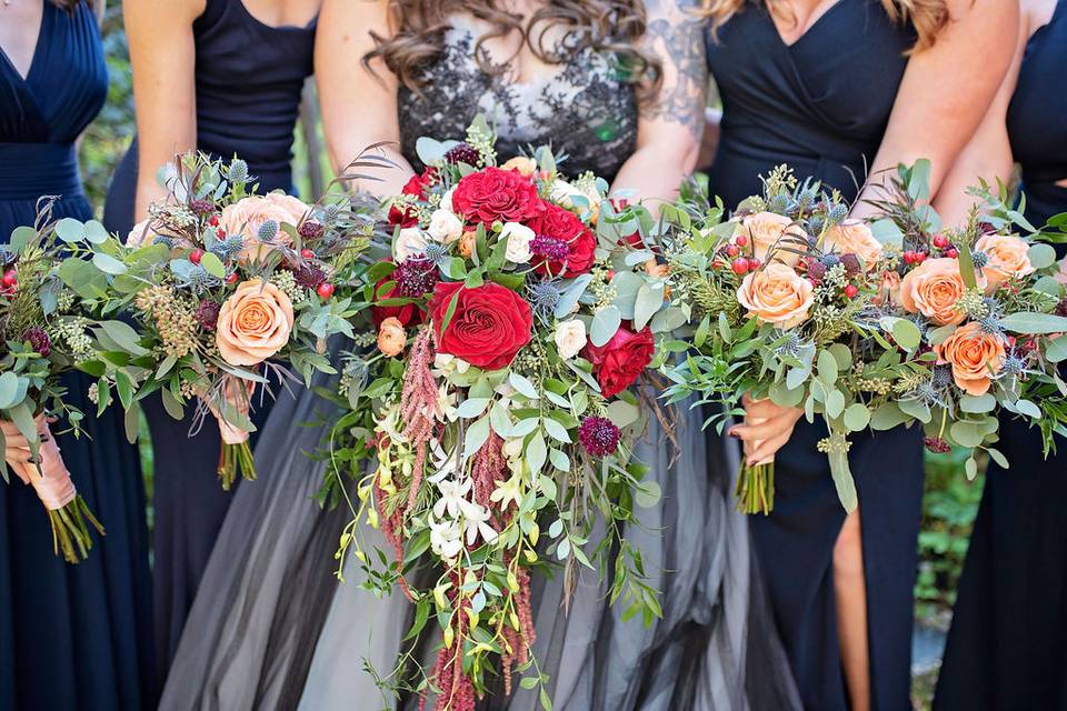 Bridal party's bouquets