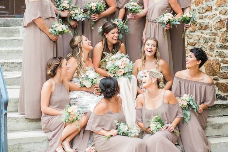 Bridal party on the steps