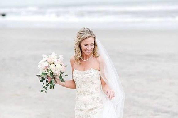 Newlywed on the beach