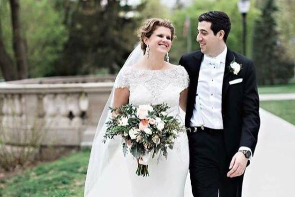 Newlywed on the beach