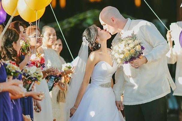 Elegant veil caught in the wind