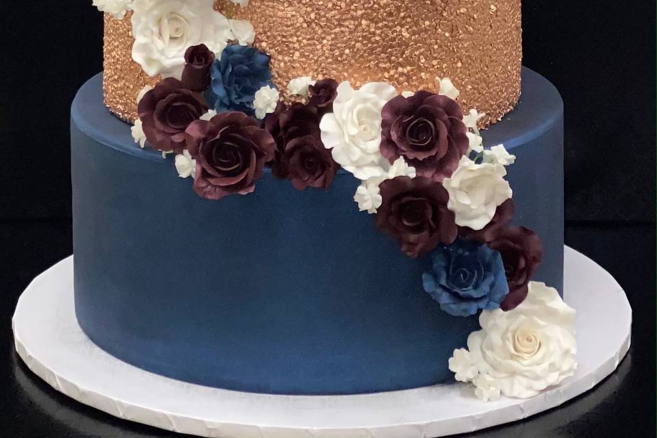 Dark Flowers Wedding Cake