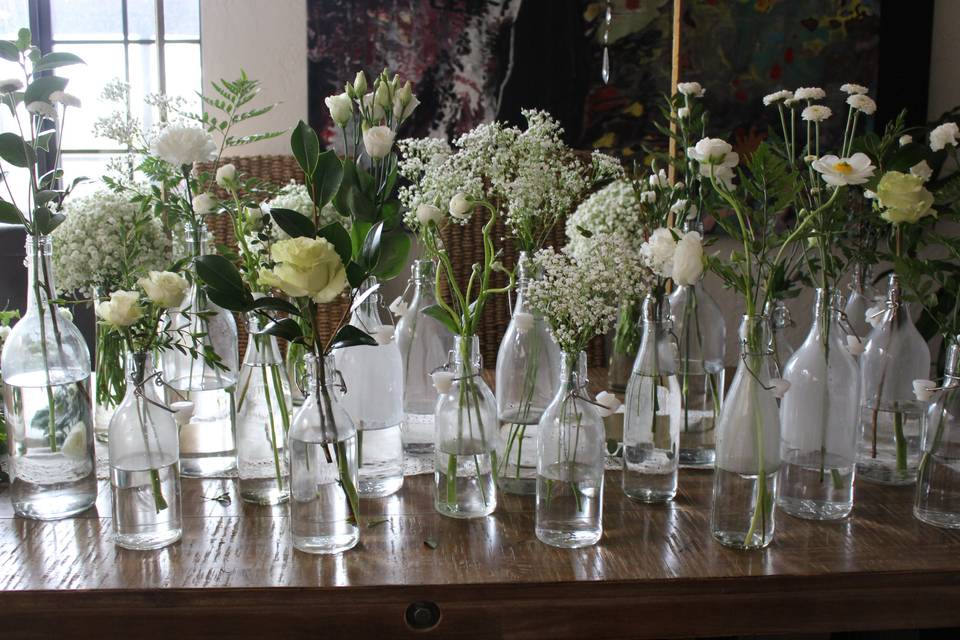 Flowers and bottles