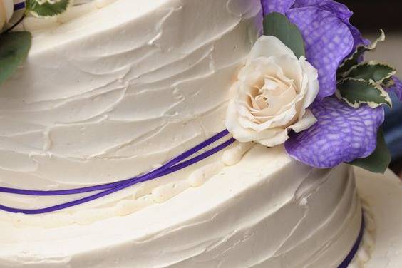 Thin purple ribbon close up