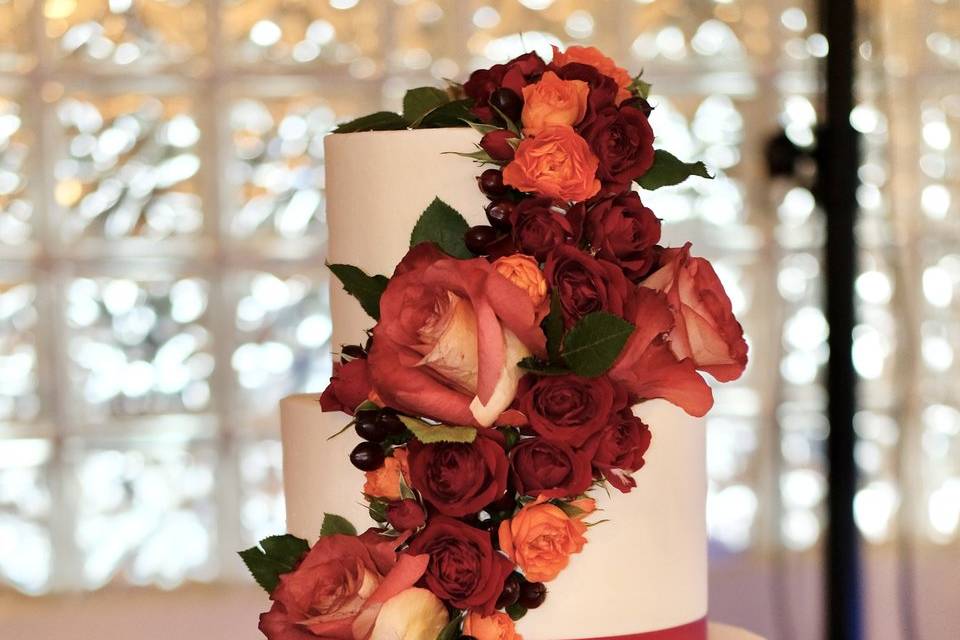 Red Ombre tiered cake