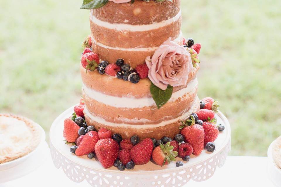 Naked cake with fresh berries