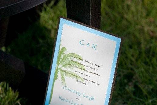 Invitation suite.  Hawaii theme.  We have several palm trees that can be used.  Colors/fonts can be changed.