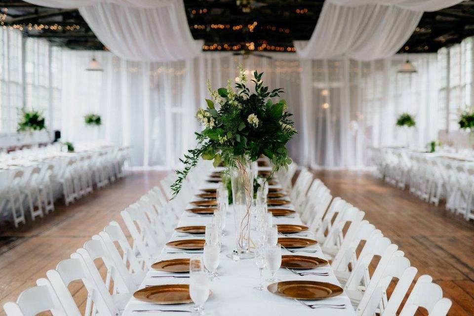 White swags and table cloths