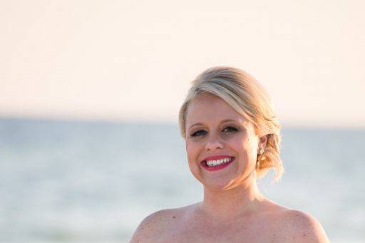 The  bride holding her  bouquet