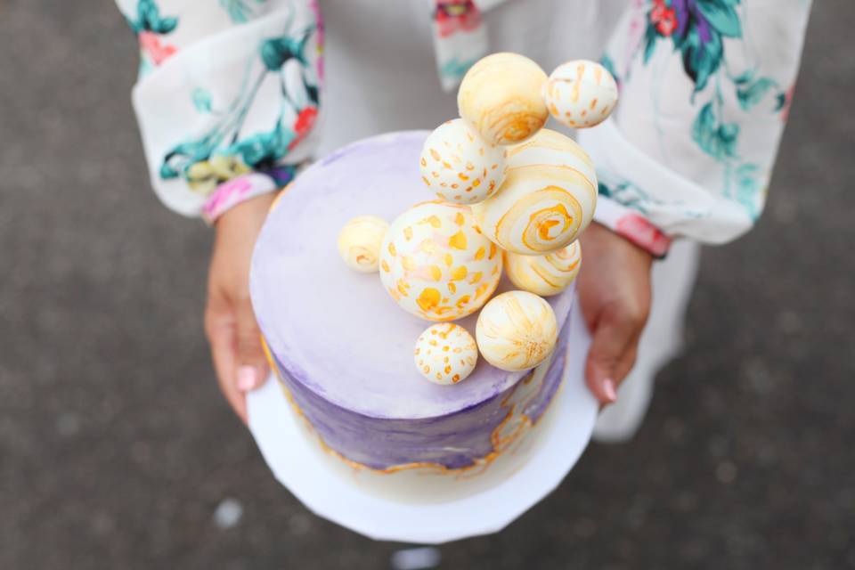 Watercolor Cake with Chocolate