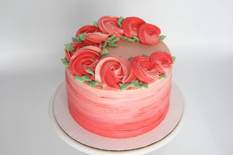 Rosette Watercolor Cake