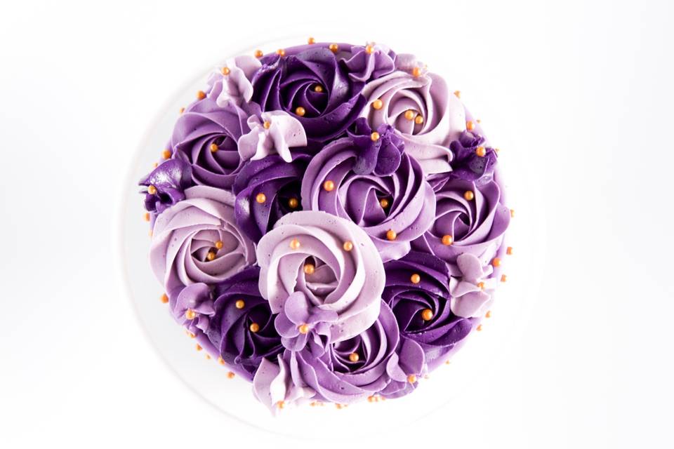 Purple Rosette Drip Cake