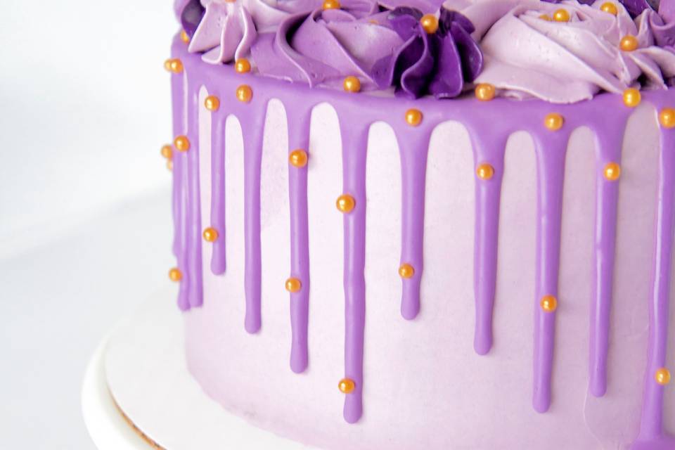 Purple Rosette Drip Cake