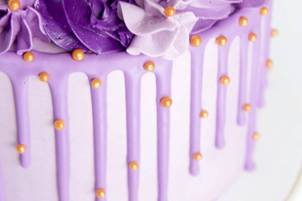 Purple Rosette Drip Cake