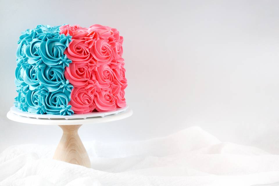 Rosette Gender Reveal Cake