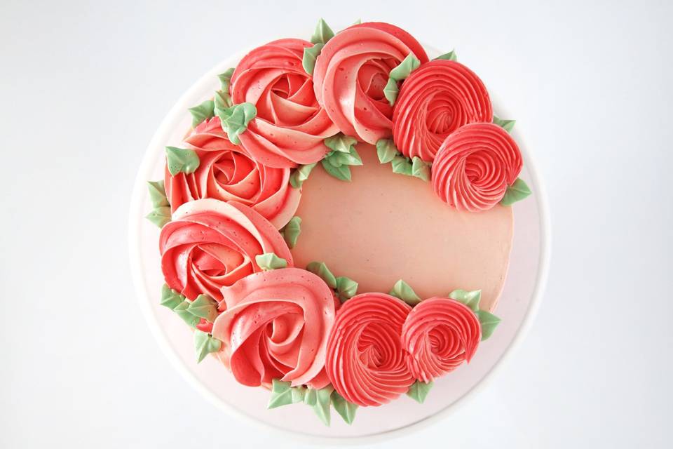 Rosette Watercolor Cake