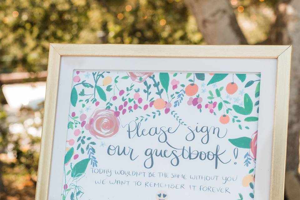 Guestbook table sign