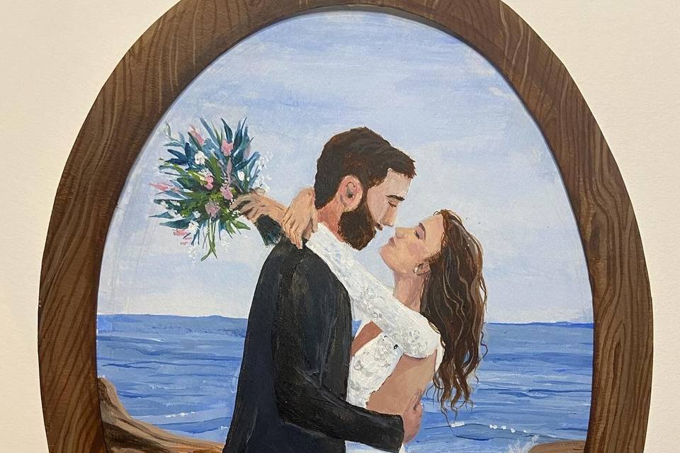 Beach wedding framed