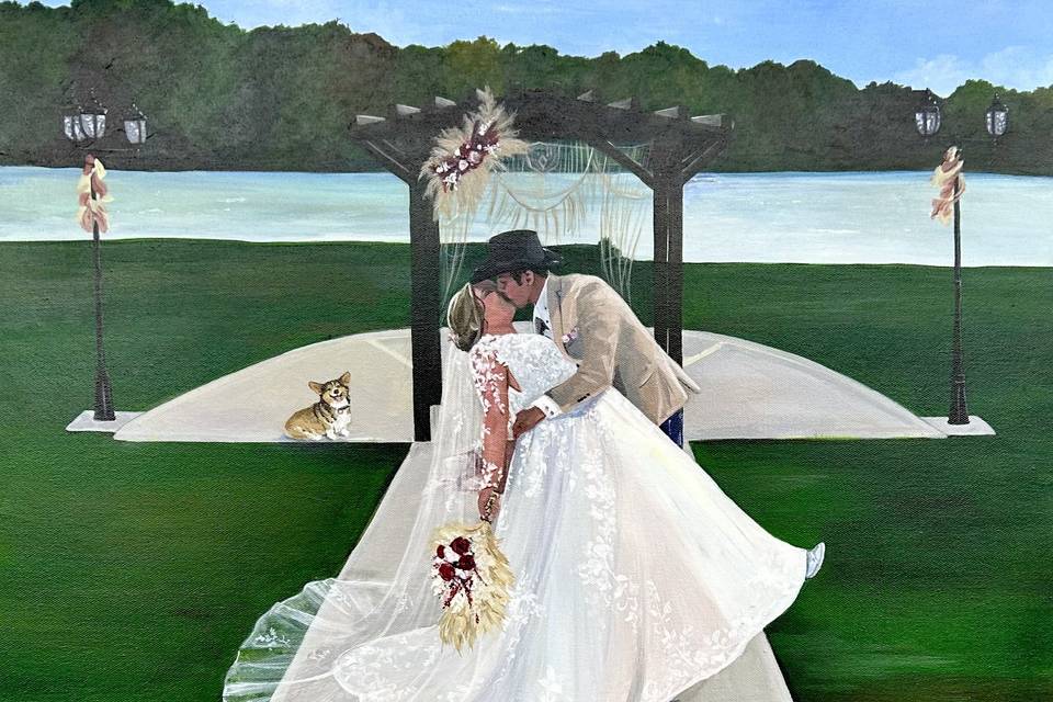 Corgi lake setting
